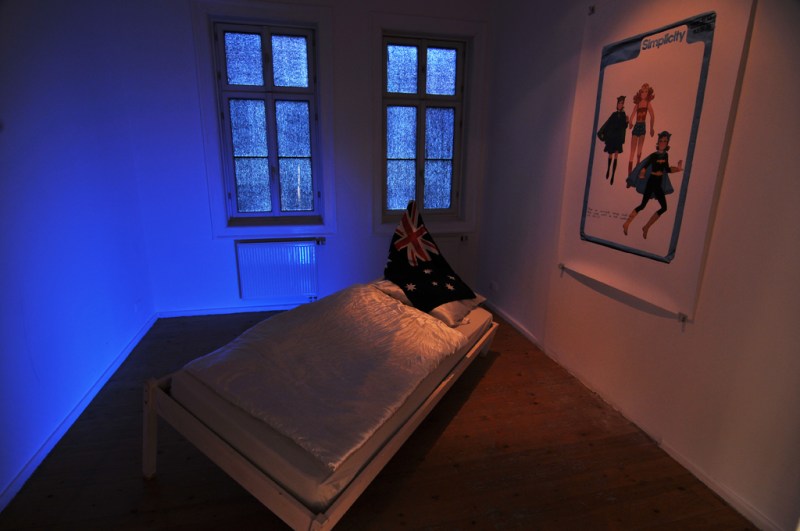 Natascha Stellmach, Installation view: The Book of Back, mixed media, video, photograph, ACC Galerie Weimar,  2009