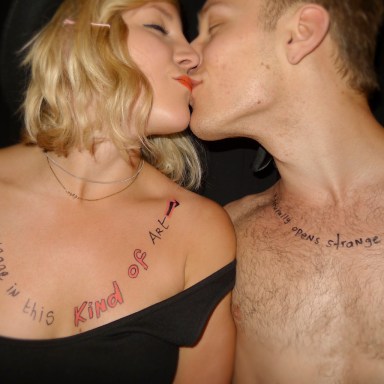 Natascha Stellmach, 2012, Annica & Simon wearing Wiseblood, Lisbon, ink on photo rag, 40 x 60cm