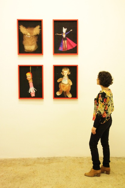 Natascha Stellmach, Installation view, Worry Dolls (Killer, The Bullshit Artist, Fuckhead, Nazi Girl), 2007-12, archival ink on photo rag, 60 x 44cm, Ed. 5+2AP, at Wagner+Partner Berlin, 2012