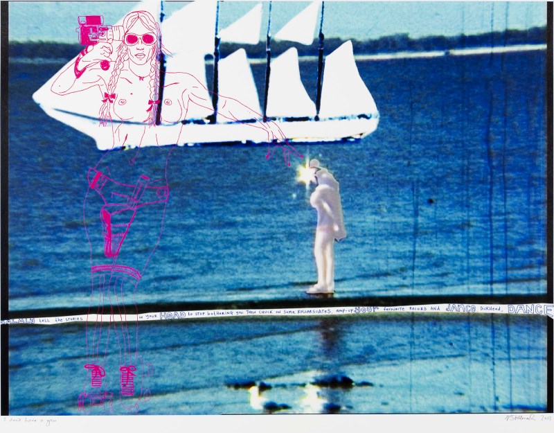 Natascha Stellmach, I don't have a gun, 2013, ink and pen on photo paper 69 x 86 cm, unique piece, courtesy Wagner+Partner Berlin