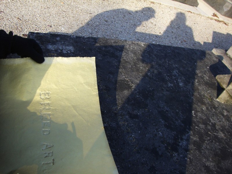 At André Breton's grave, making Breed Art, Batignolles cemetery, Paris, 2010