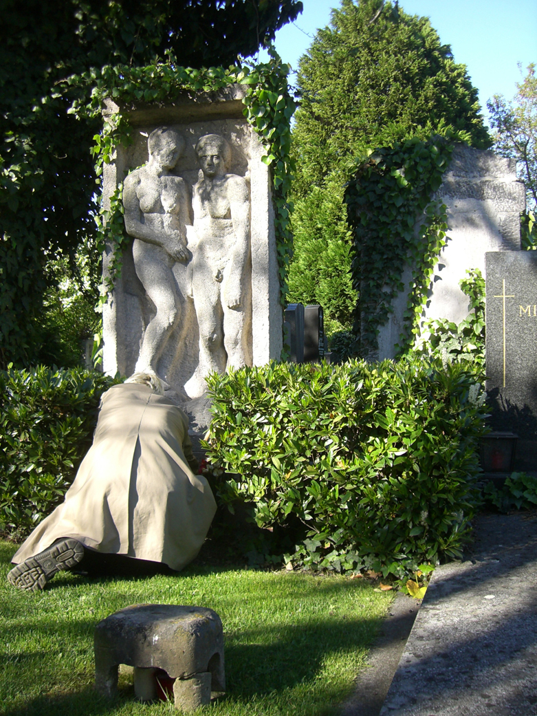 BORIS + NATASCHA at Egon Schiele's grave, making Silence, Ober–St Veit cemetery, Vienna, 2010