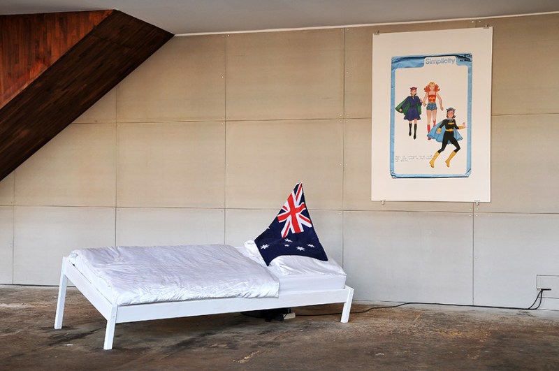 © Natascha Stellmach, Installation view: The Book of Back, mixed media, video, photograph, Halle 9 Leipzig, 2009