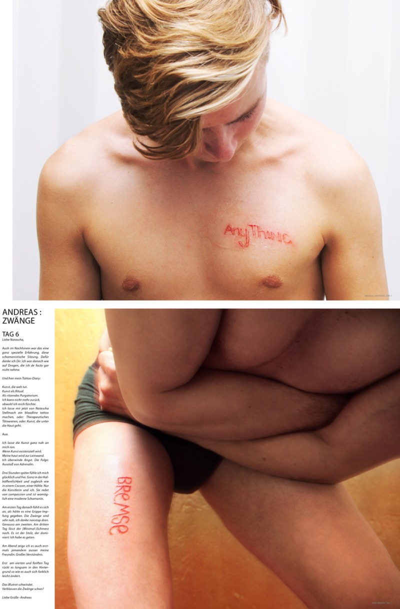 Day 1, Magnus's 'Anything' & Day 1, Ron's 'Bremse', 150 x 100cm, detail from 8m x 1.5m wallpaper installation, 2015